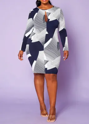 HI CURVY Plus Size Key Hole Bodycon Midi Dress