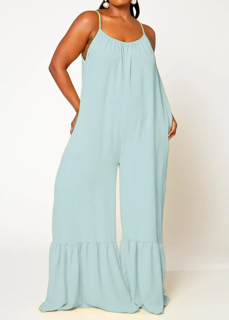 Hi Curvy Plus Size Women Wide Leg Comfy Jumpsuit