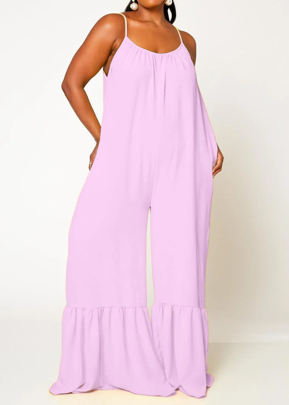 Hi Curvy Plus Size Women Wide Leg Comfy Jumpsuit