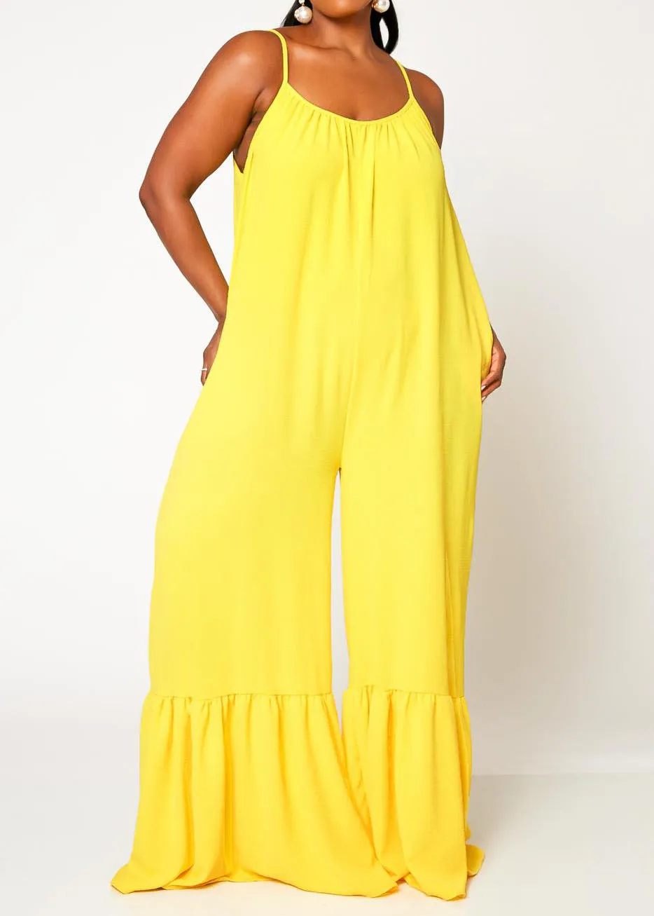 Hi Curvy Plus Size Women Wide Leg Comfy Jumpsuit