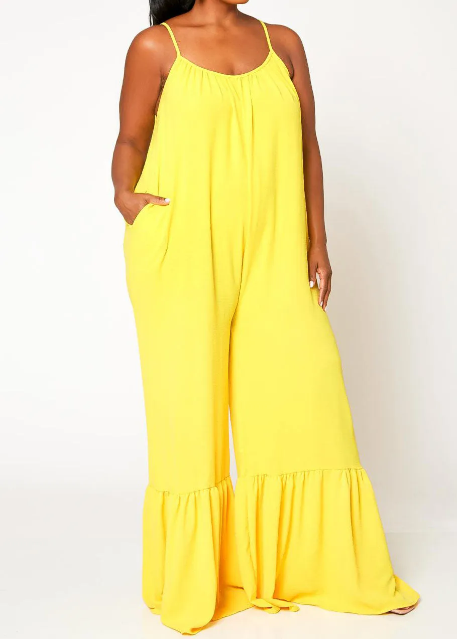 Hi Curvy Plus Size Women Wide Leg Comfy Jumpsuit