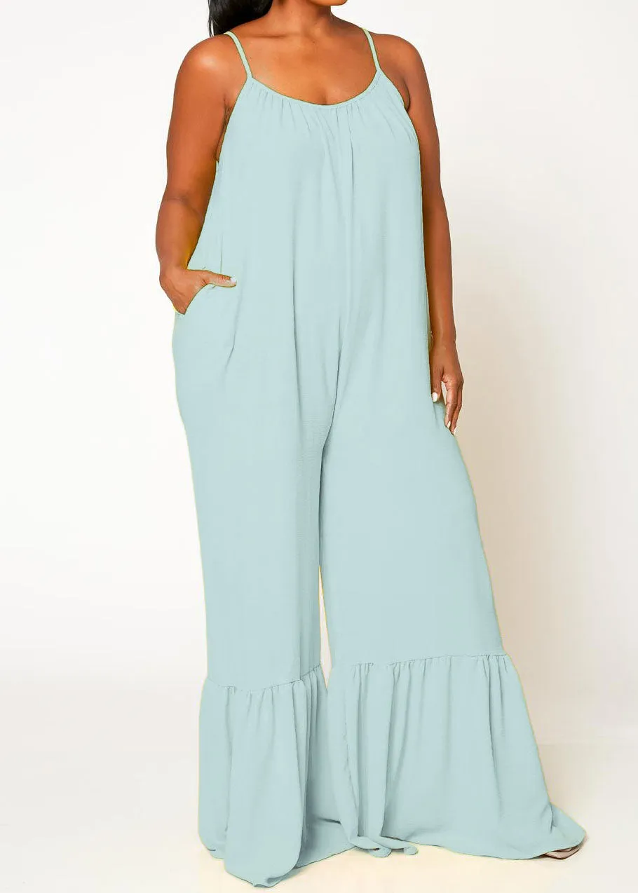 Hi Curvy Plus Size Women Wide Leg Comfy Jumpsuit