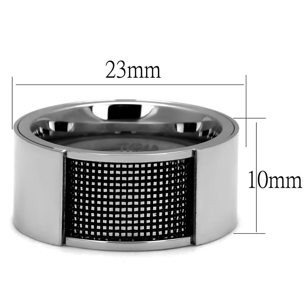 High polished (no plating) Stainless Steel Ring with Epoxy in Jet for Women Style TK2923