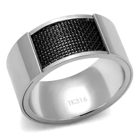 High polished (no plating) Stainless Steel Ring with Epoxy in Jet for Women Style TK2923