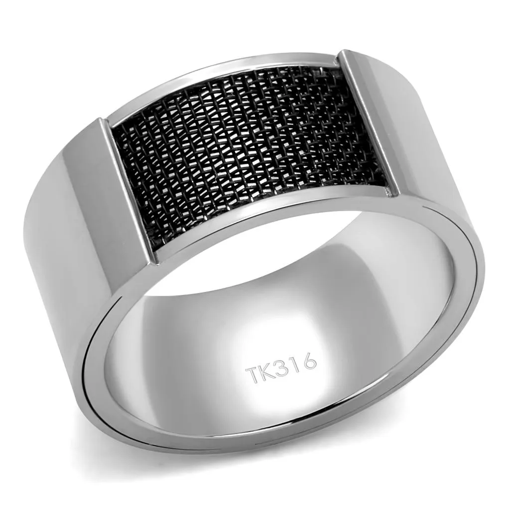 High polished (no plating) Stainless Steel Ring with Epoxy in Jet for Women Style TK2923