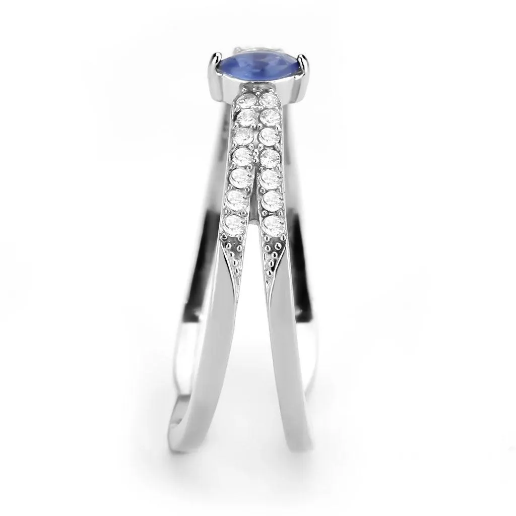 High polished (no plating) Stainless Steel Ring with Synthetic in Montana for Women Style DA383