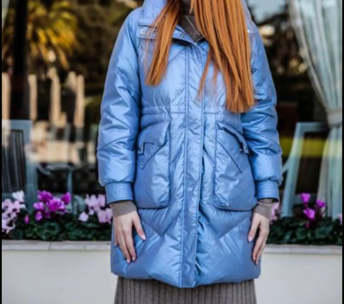 Hooded Blue Puffer Jacket