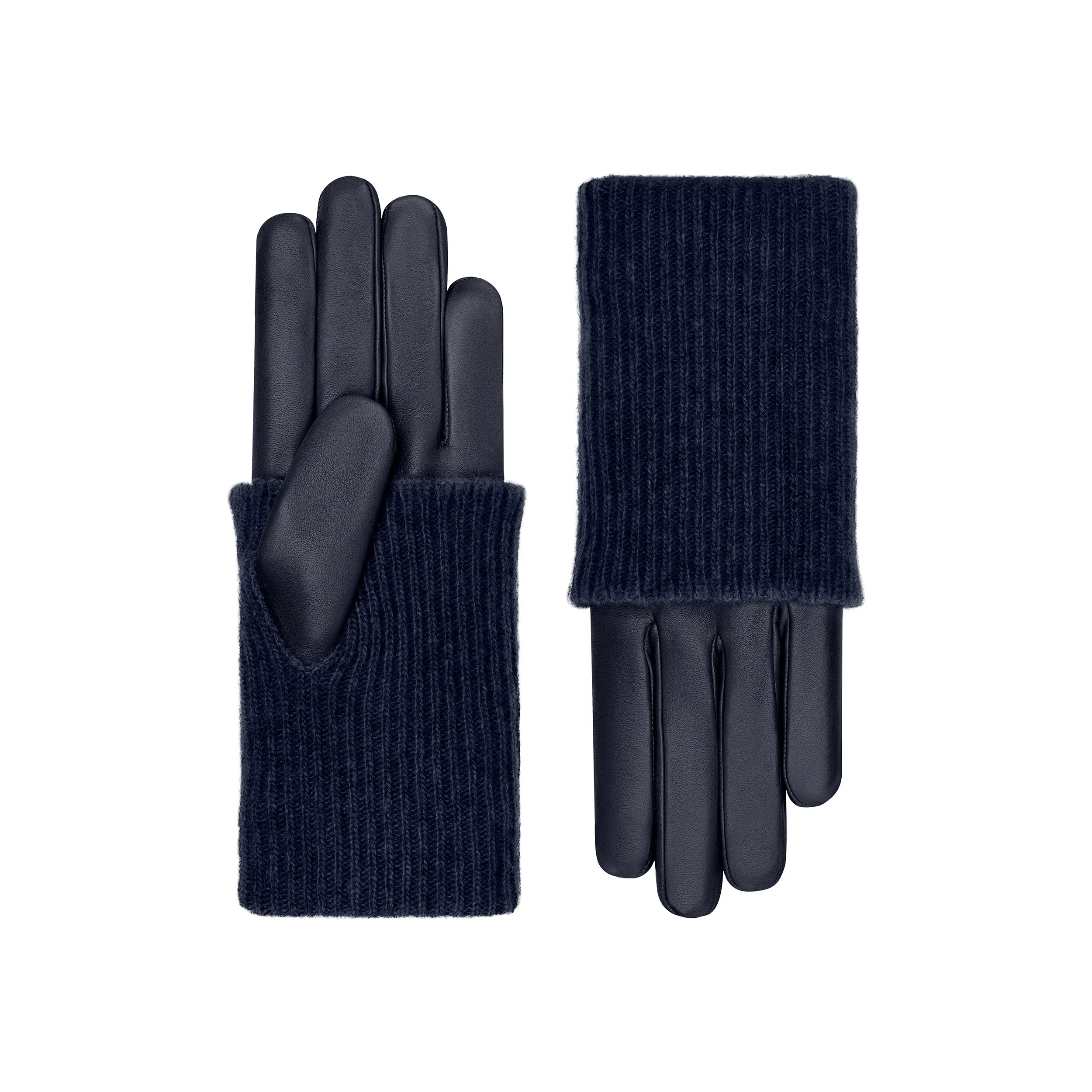 Inès | Leather Glove with Cashmere cuff