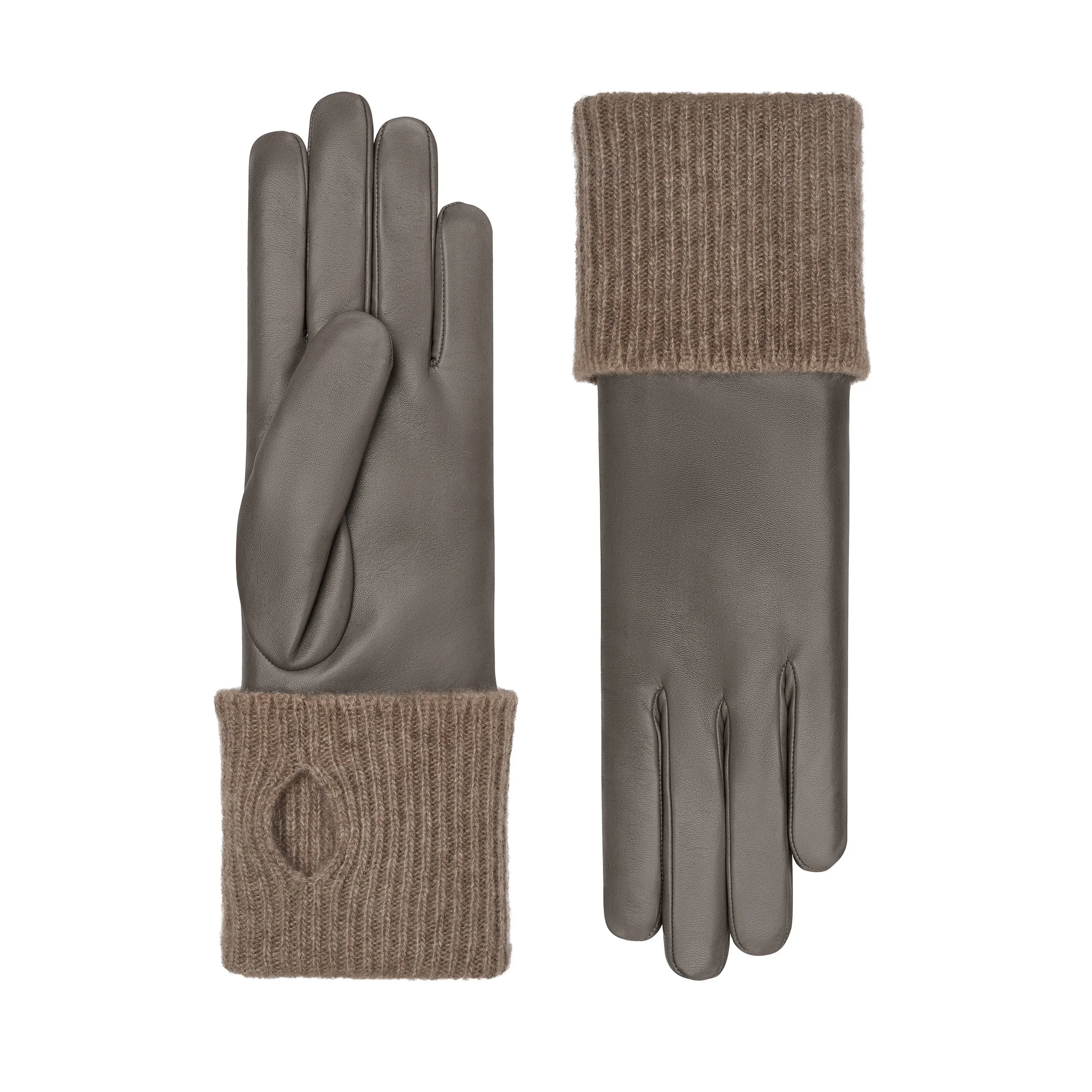 Inès | Leather Glove with Cashmere cuff