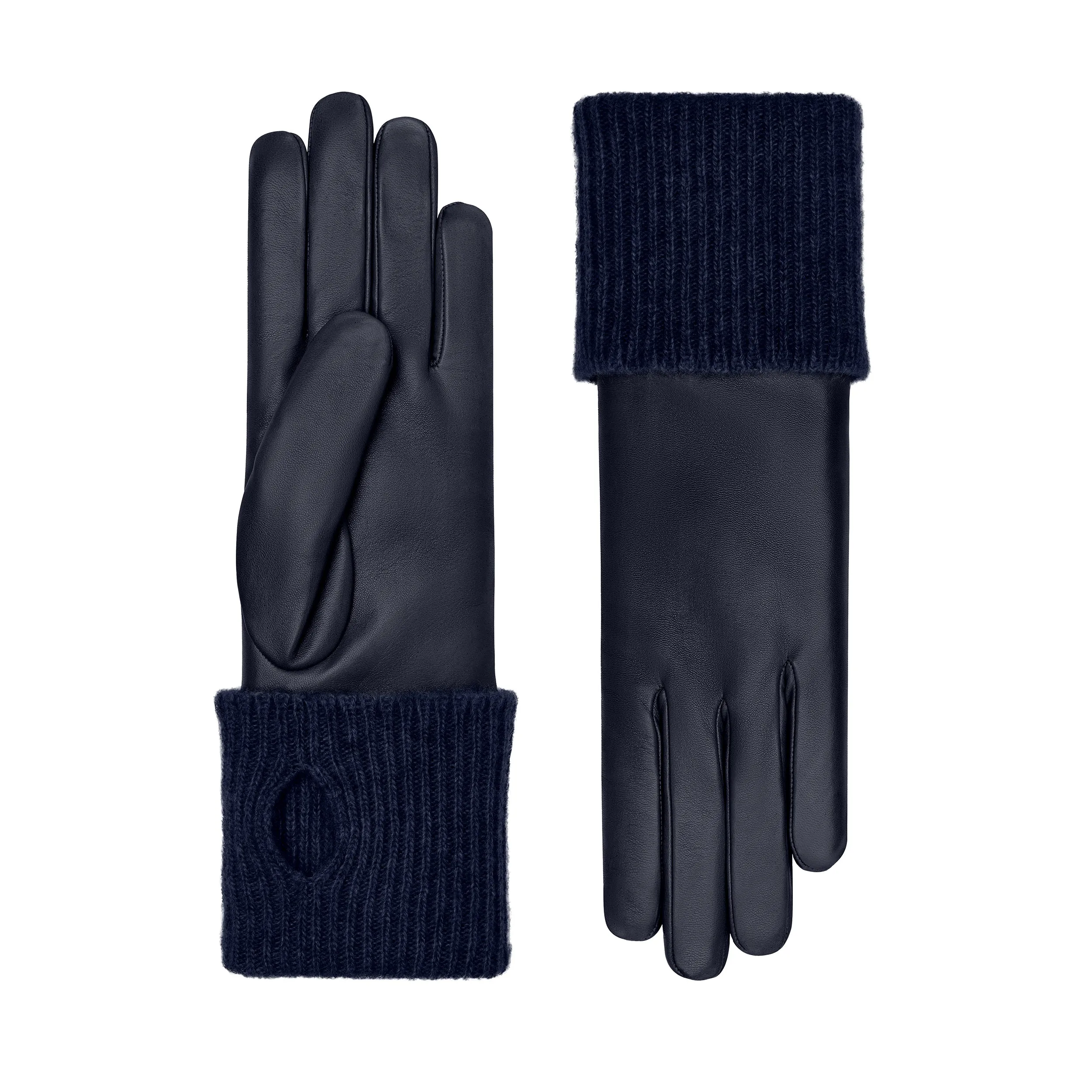 Inès | Leather Glove with Cashmere cuff