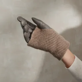 Inès | Leather Glove with Cashmere cuff