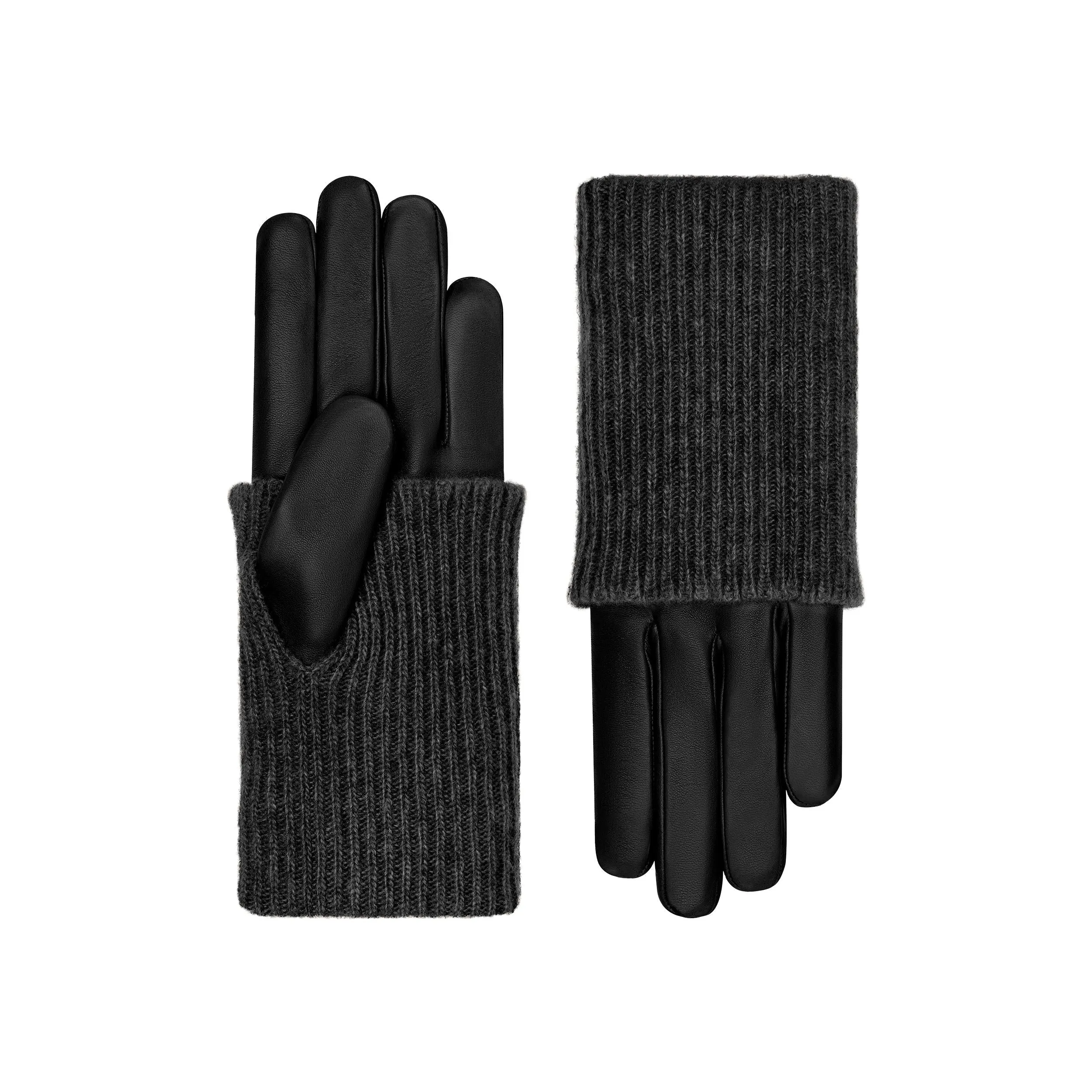 Inès | Leather Glove with Cashmere cuff