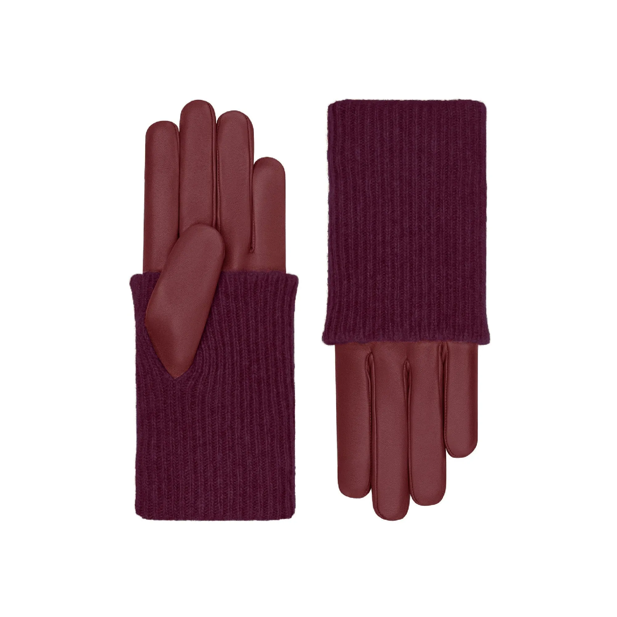 Inès | Leather Glove with Cashmere cuff