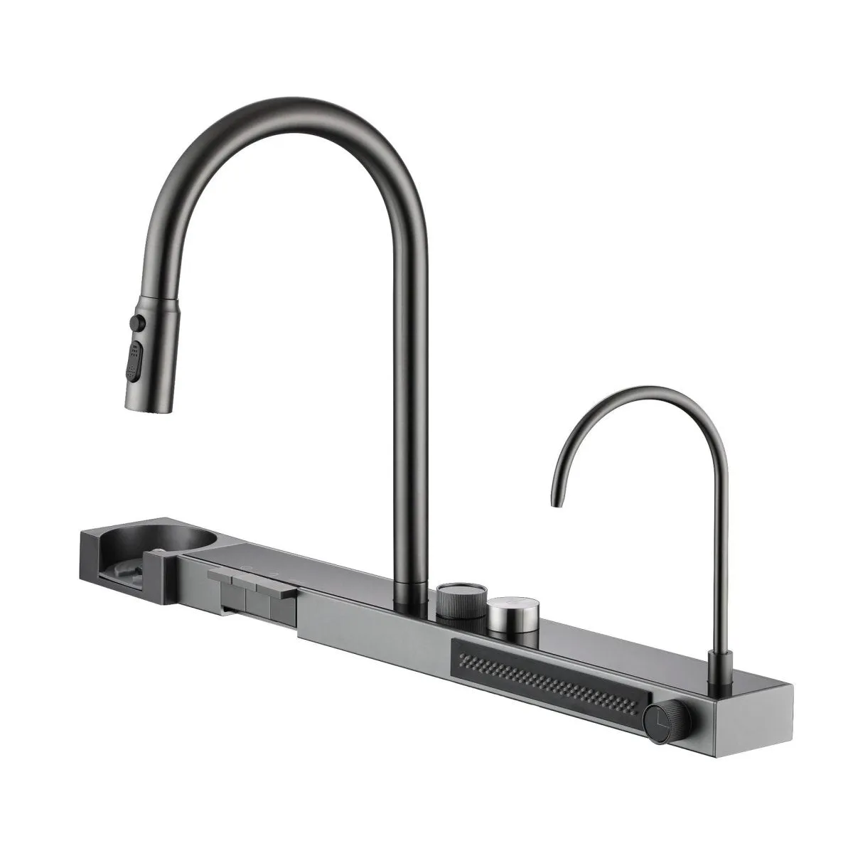 Integrated Waterfall Kitchen Sink Honeycomb Technology Large Digitial Display Stainless Steel Water Filter Cup Washer