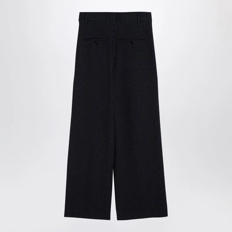 ISABEL MARANT Midnight Blue Wide Pinstripe Trousers