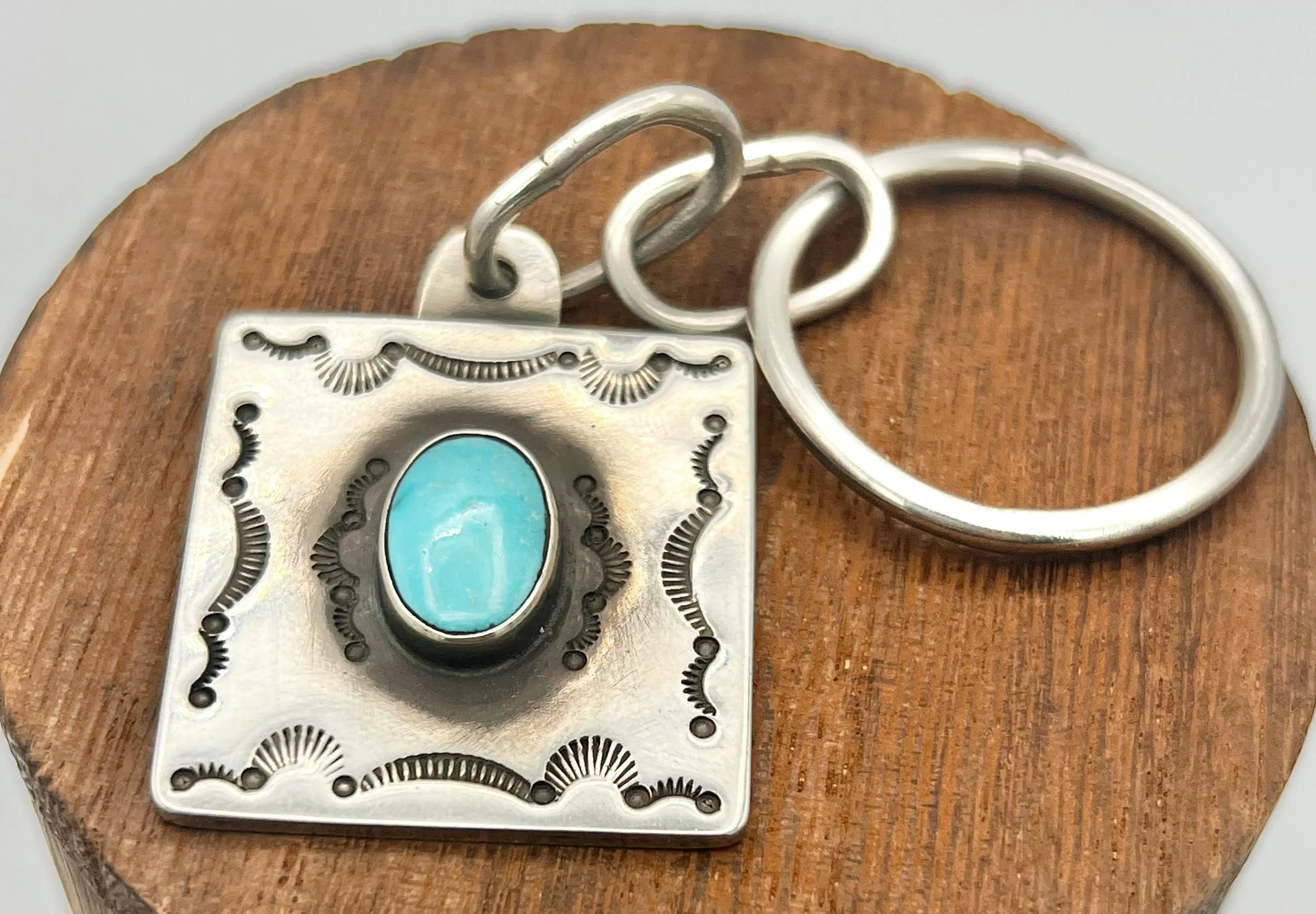 Keychain- Kim Somers Sterling and Turquoise