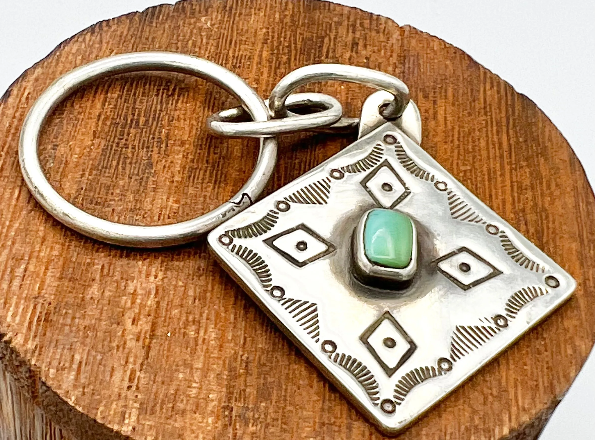 Keychain- Kim Somers Sterling and Turquoise