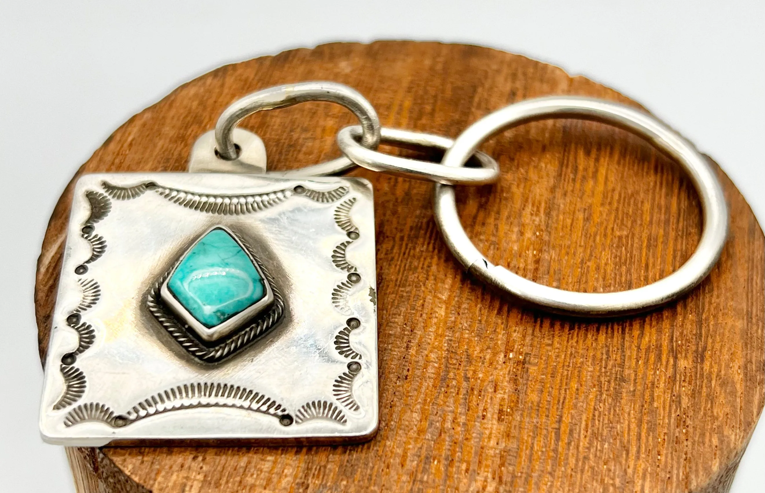 Keychain- Kim Somers Sterling and Turquoise