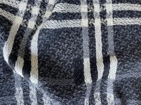 Large-Scale Ivory, Whiskey Grey & Black Plaid Wool Bouclé (Made in Italy)