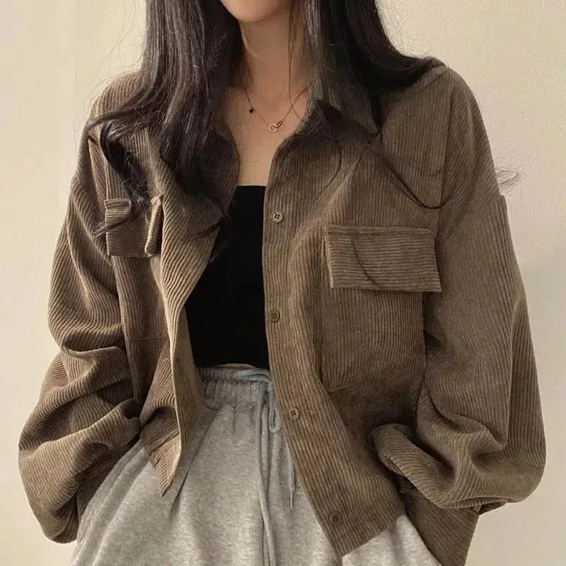 Light Academia Cropped Corduroy Jacket