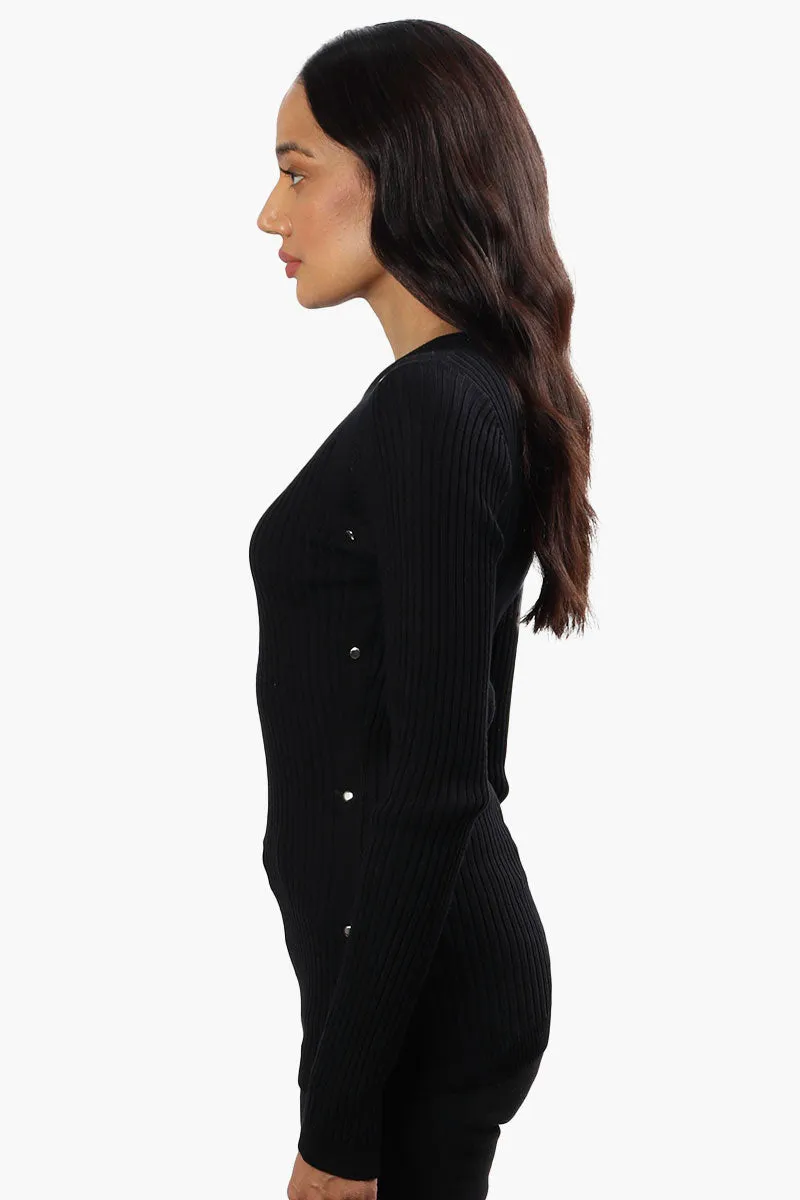 Limite Ribbed Crewneck Pullover Sweater - Black