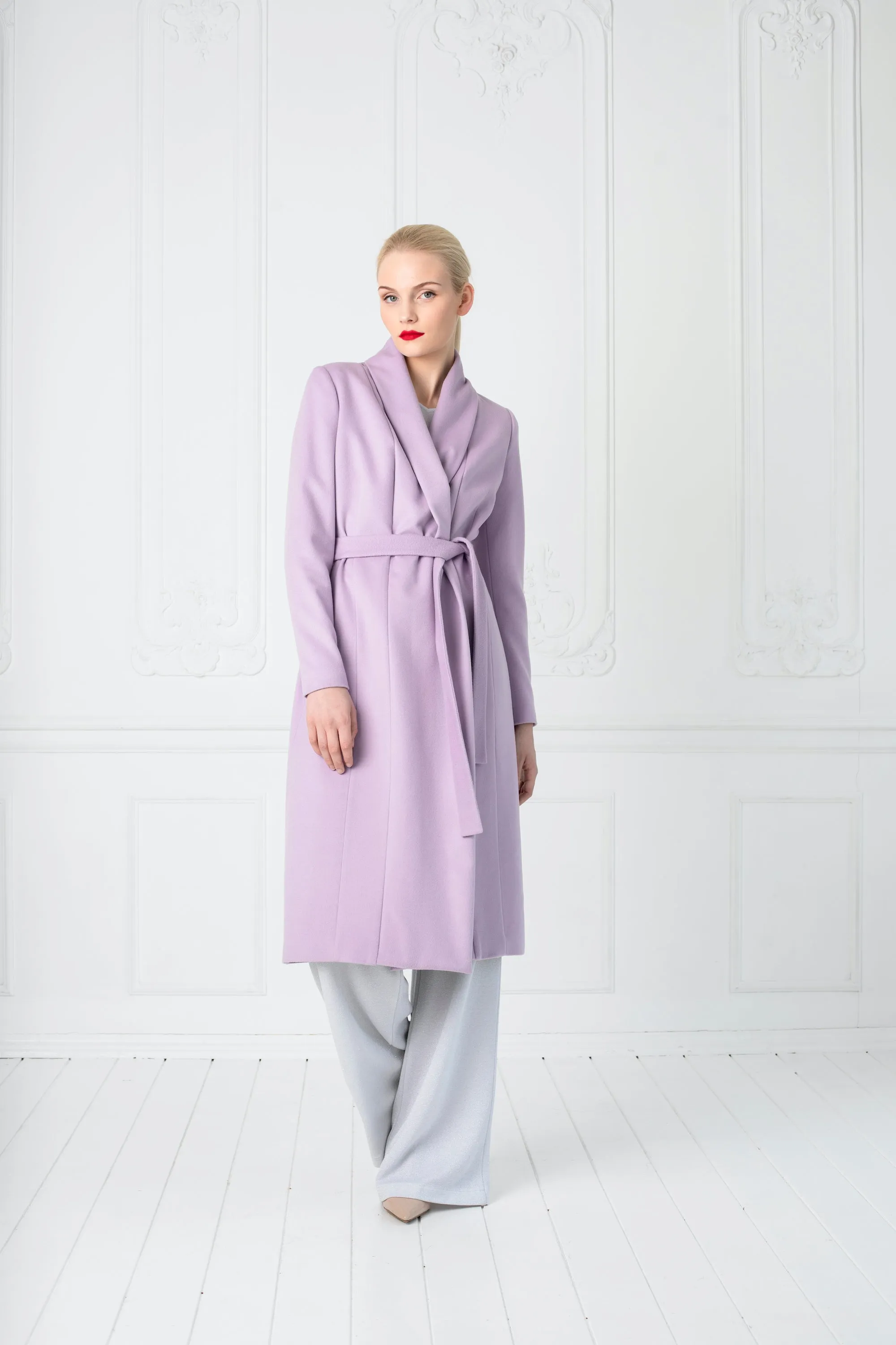 LIMONIUM LAVENDER CASHMERE WOOL BLEND LIGHTWEIGHT COAT