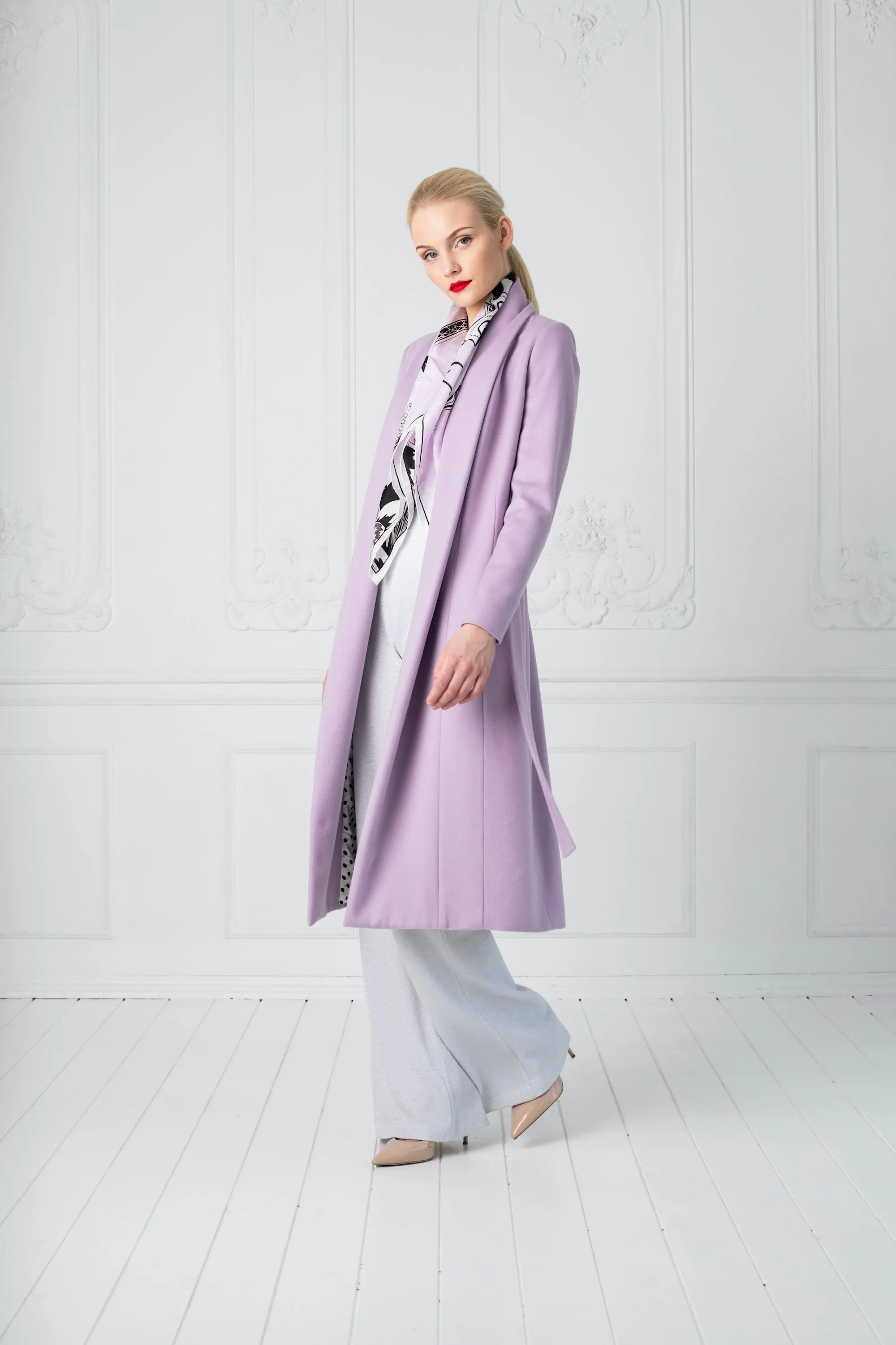 LIMONIUM LAVENDER CASHMERE WOOL BLEND LIGHTWEIGHT COAT