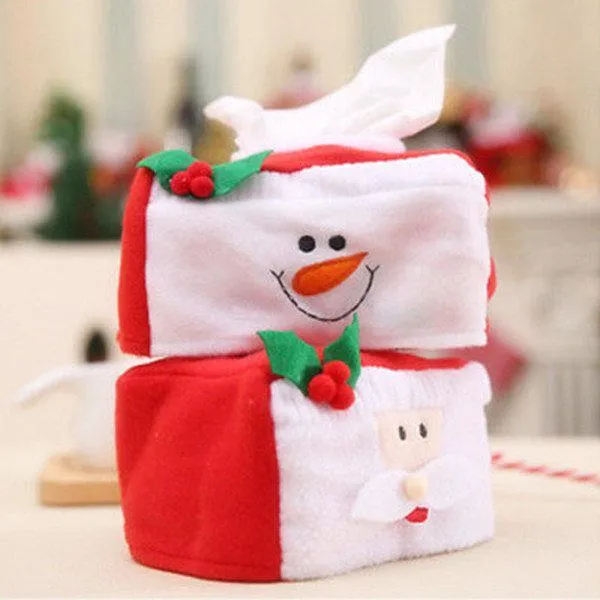 Lovely Durable Christmas Decorations Christmas Applique Rectangle Tissue Box Cover