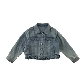 Matalan denim jacket 4-5 years light blue cropped frill hem