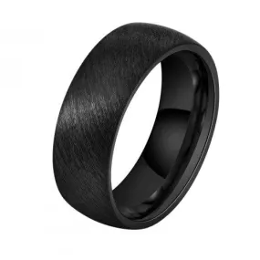 Men's 8mm Black Classic Tungsten Carbide Wedding Dome Band with Heavy Scratch Finish