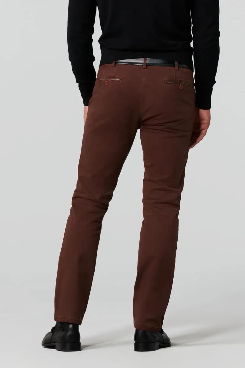 MEYER <BR>
Bonn, Perfect Fit, Fine Micro Twill Chinos <BR>
Brown <BR>