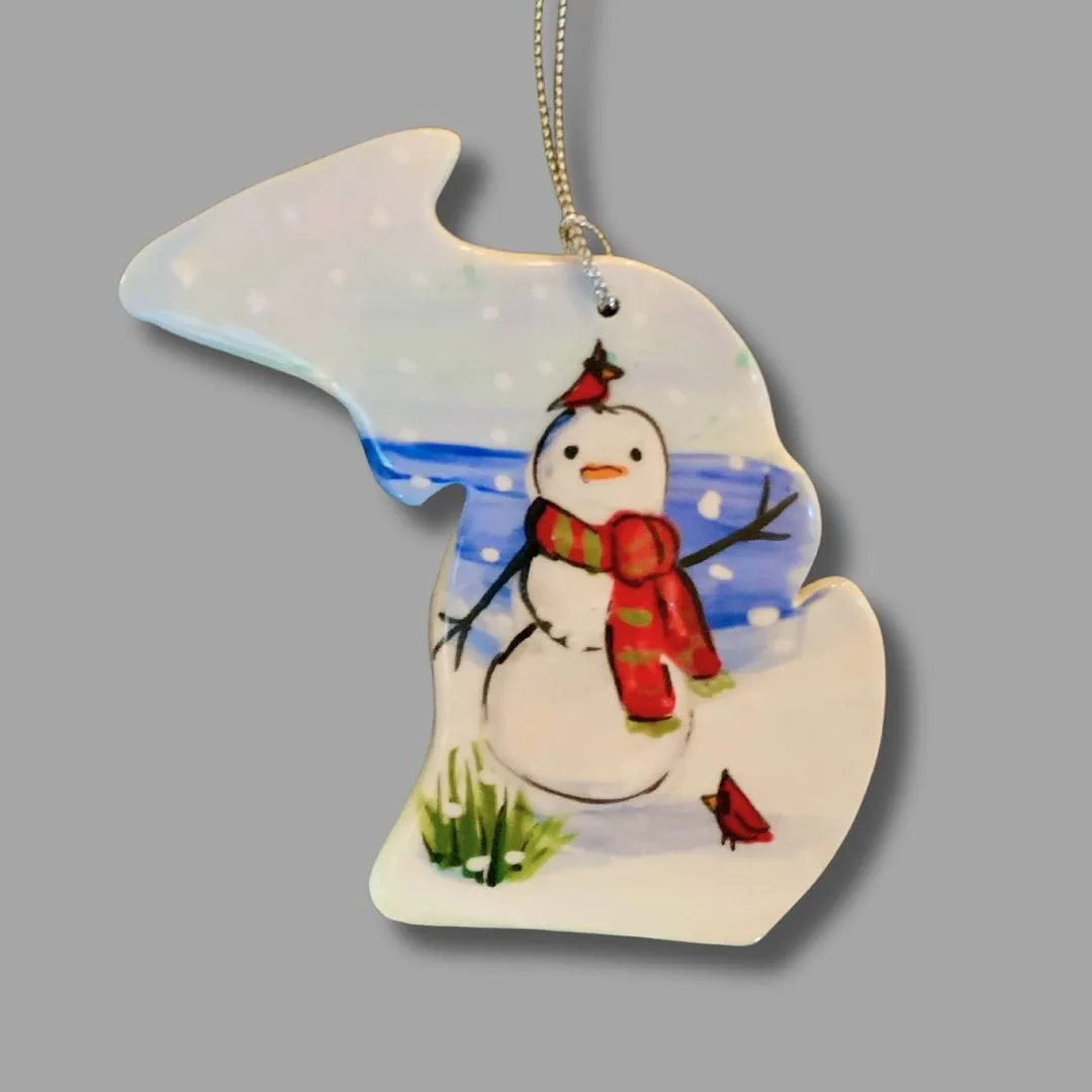 Michigan Winter Snowman Ornament (with UP)