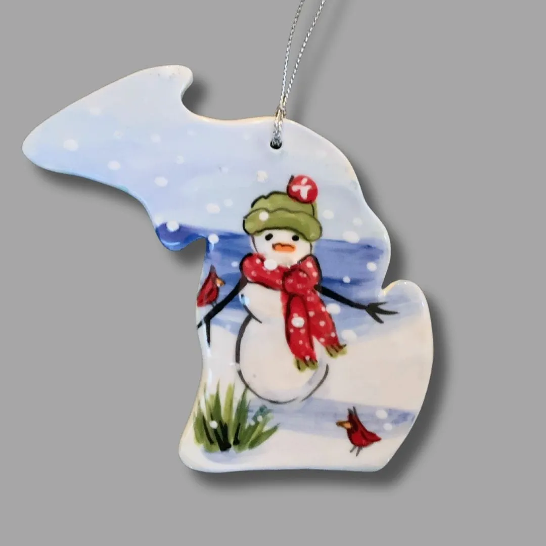 Michigan Winter Snowman Ornament (with UP)