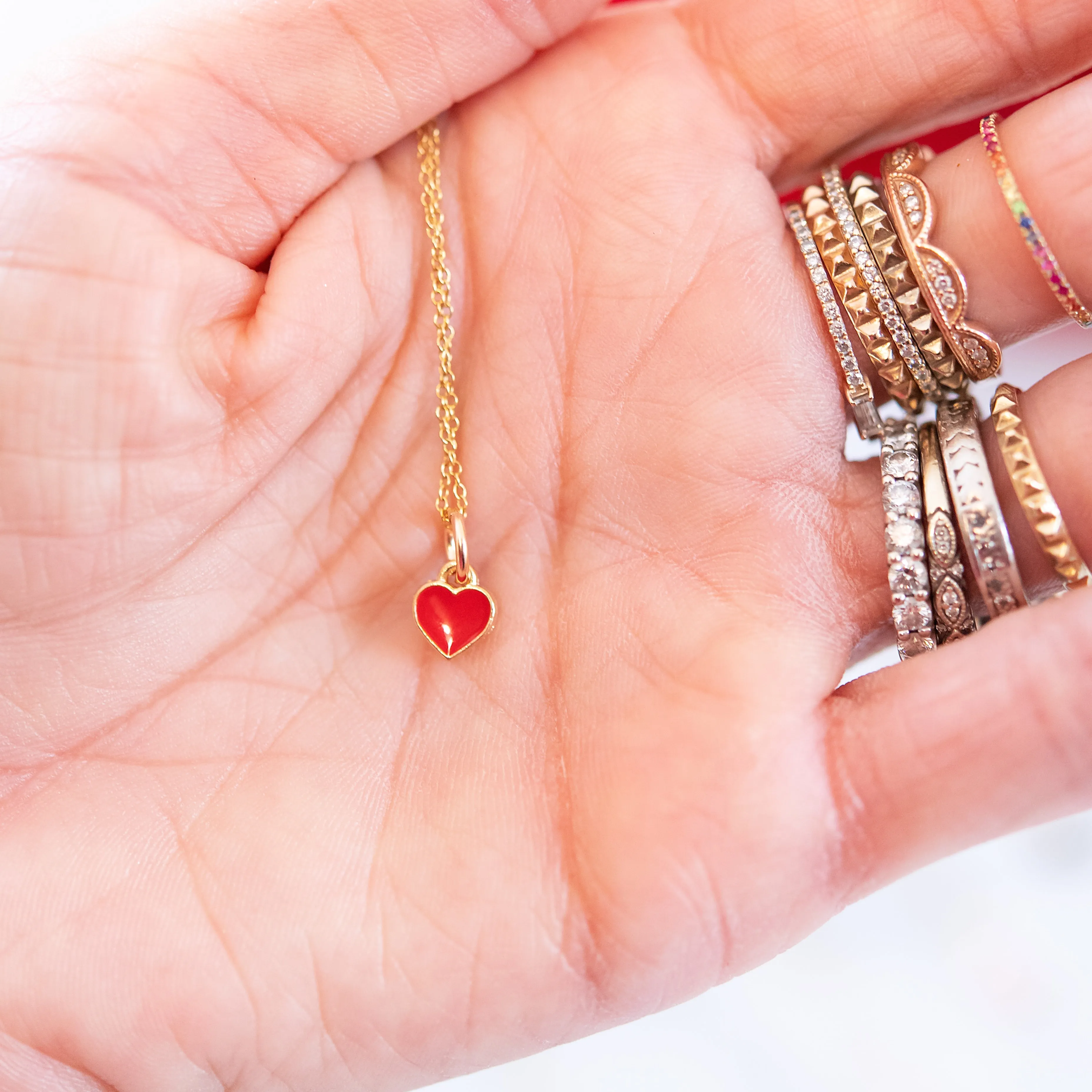 Mini Enamel Heart Necklace