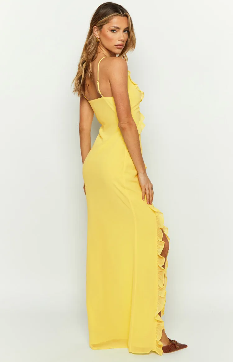 Nahanee Yellow Ruffle Maxi Dress