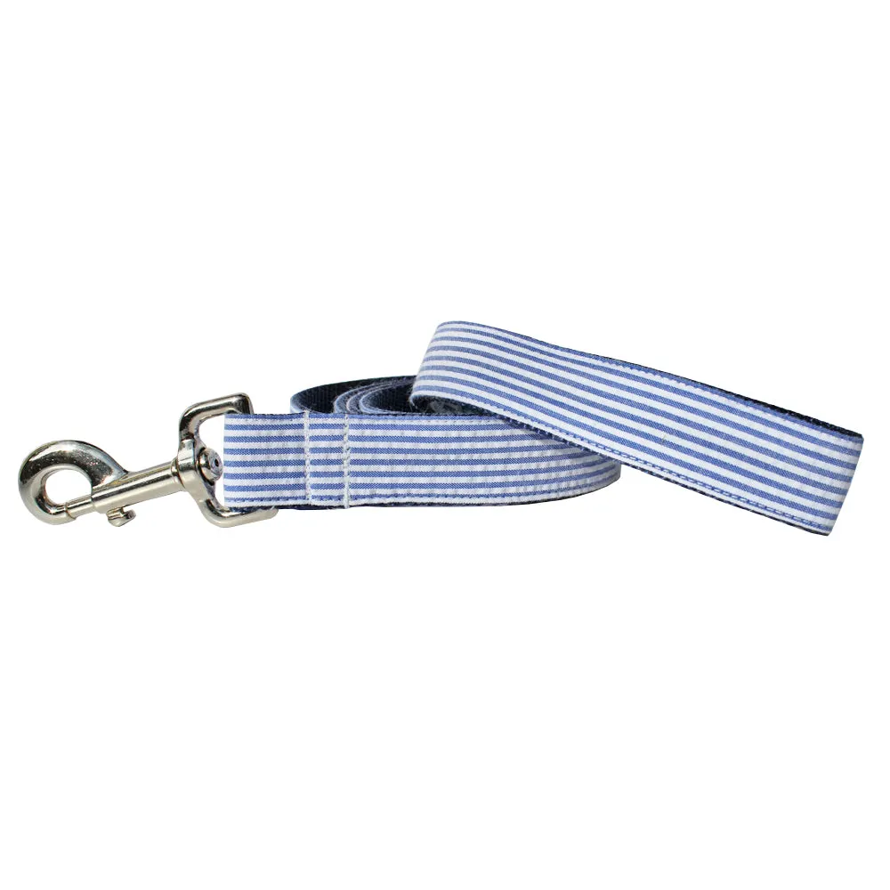 Navy Seersucker Dog Leash