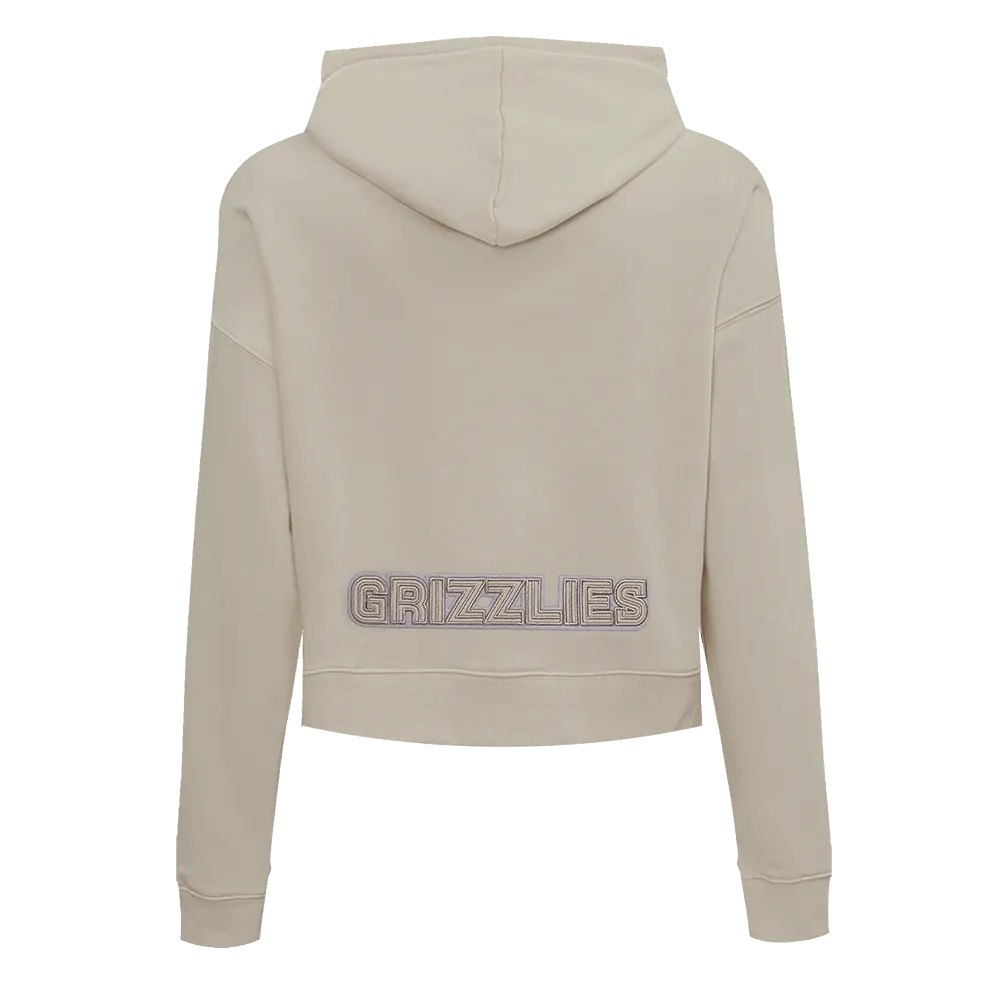 NBA MEMPHIS GRIZZLIES NEUTRAL WOMEN'S CROPPED PO HOODIE (TAUPE)