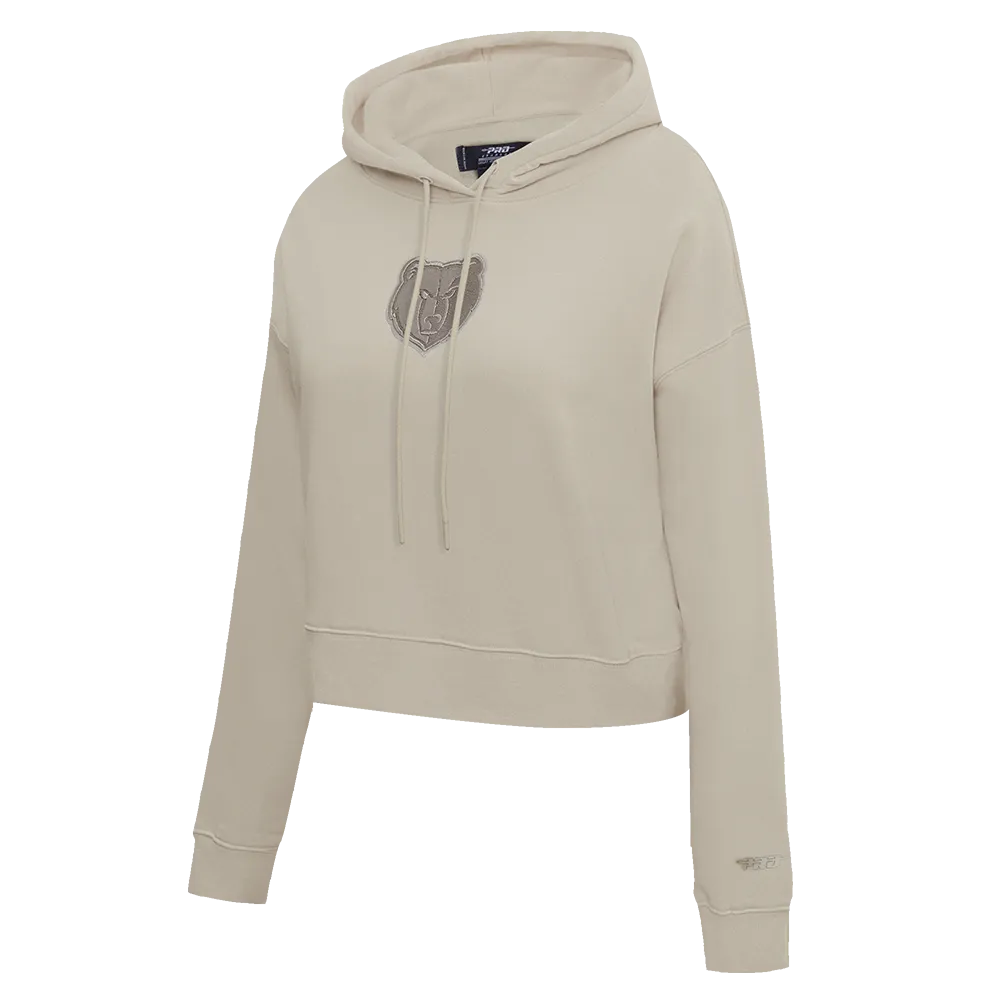 NBA MEMPHIS GRIZZLIES NEUTRAL WOMEN'S CROPPED PO HOODIE (TAUPE)