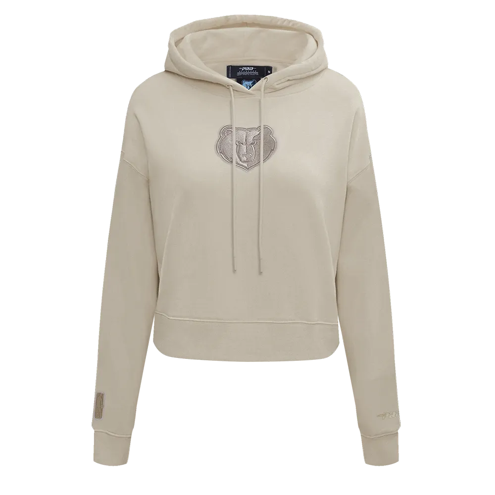 NBA MEMPHIS GRIZZLIES NEUTRAL WOMEN'S CROPPED PO HOODIE (TAUPE)