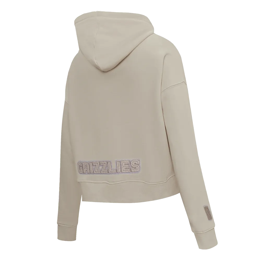 NBA MEMPHIS GRIZZLIES NEUTRAL WOMEN'S CROPPED PO HOODIE (TAUPE)