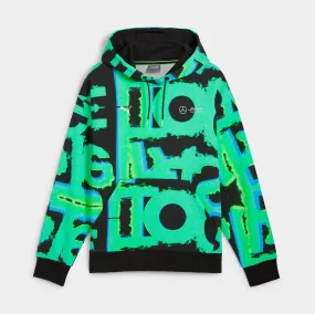 Neon Energy MAPF1 All Over Print Pullover Mens Hoodie (Green/Black)