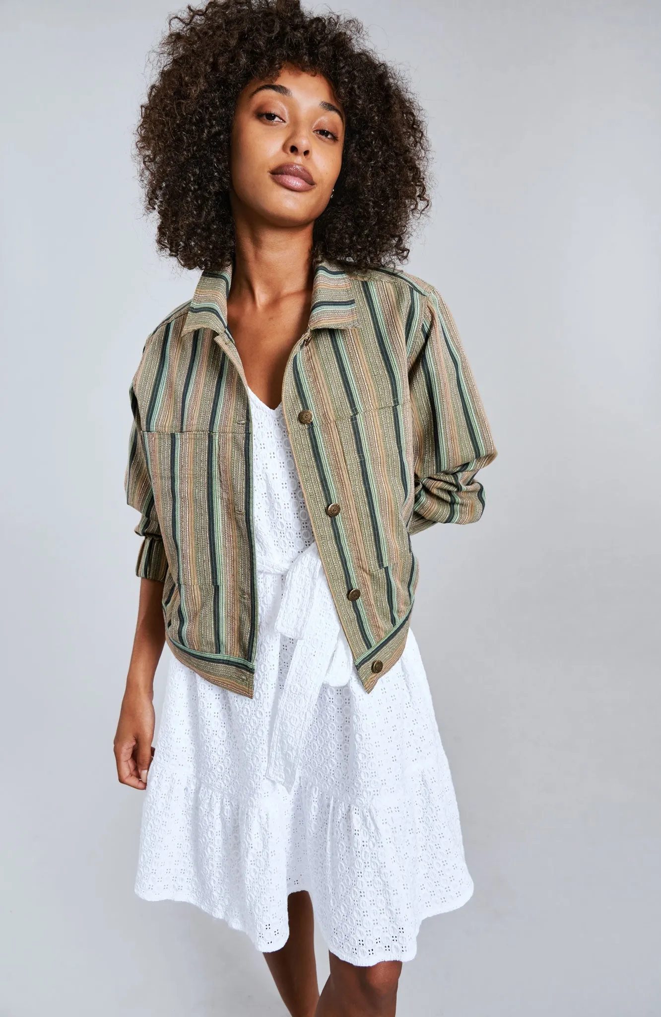 Neptune Cotton Jacket Stripes Green