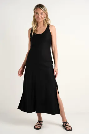 Nerve Black Sleeveless Scoop Neck Bias Maxi Dress