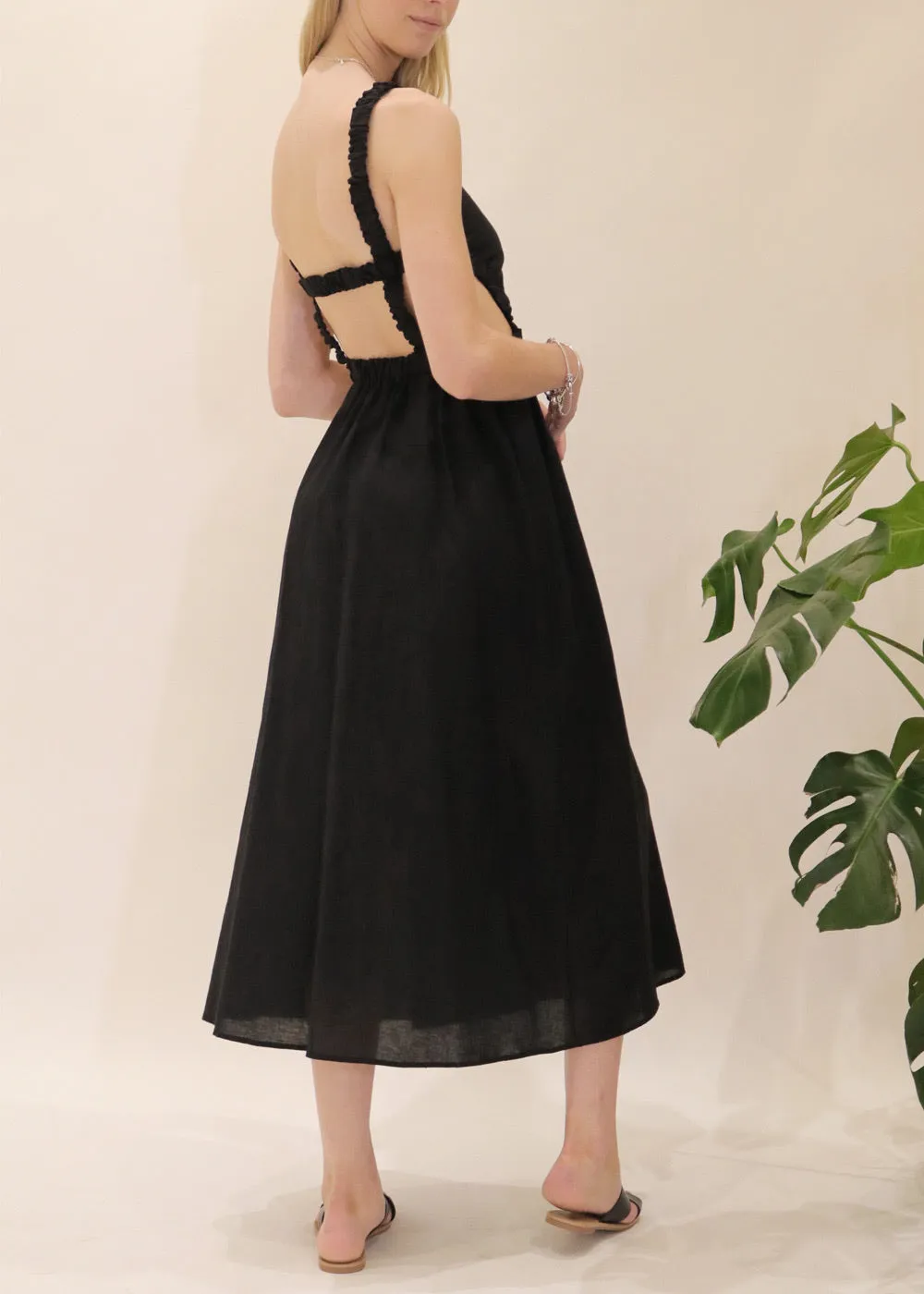 Noah black linen dress