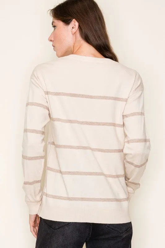 Oatmeal Sequin Stripe Pullover