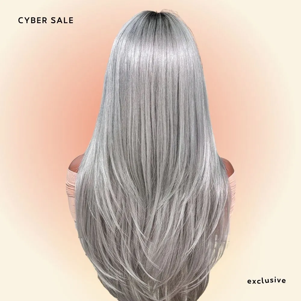 Ombre Silver Grey Fringe Wig