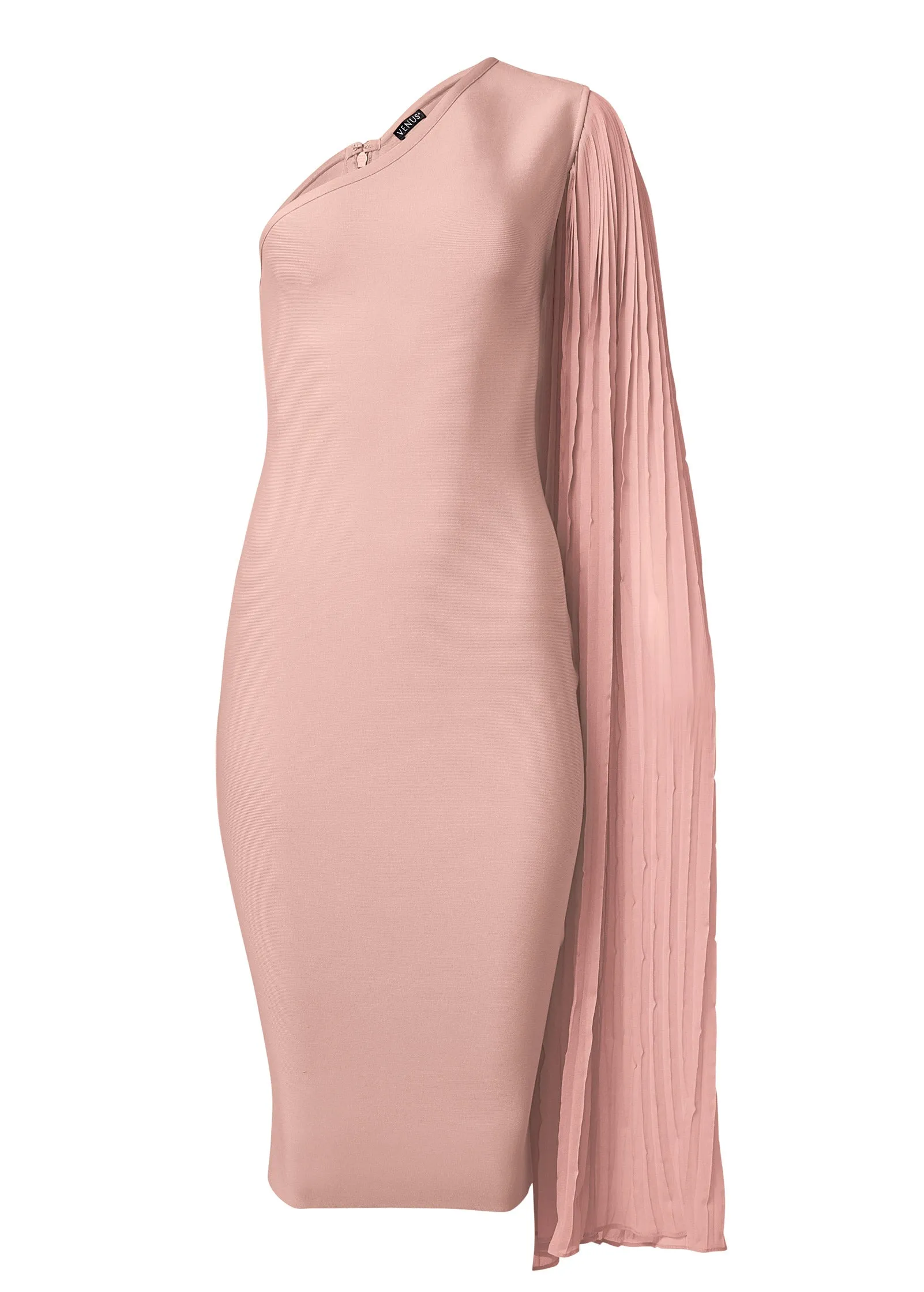 One-Shoulder Bandage Dress - Pink