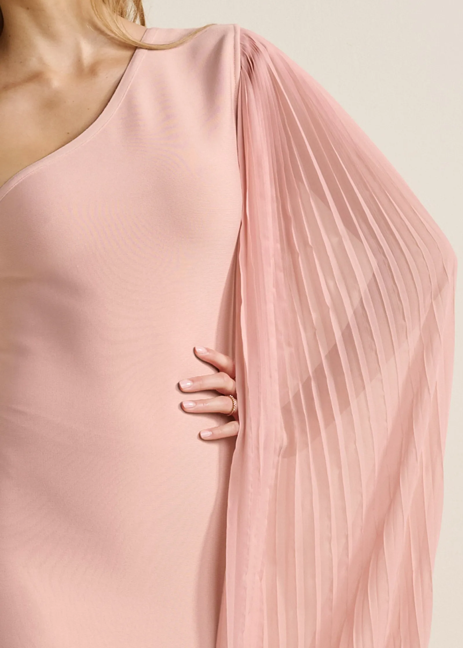 One-Shoulder Bandage Dress - Pink