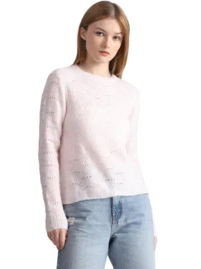 Only Women's Polyester Round Neck Sweater (15234745-Sweet Lilac_Sweet M)