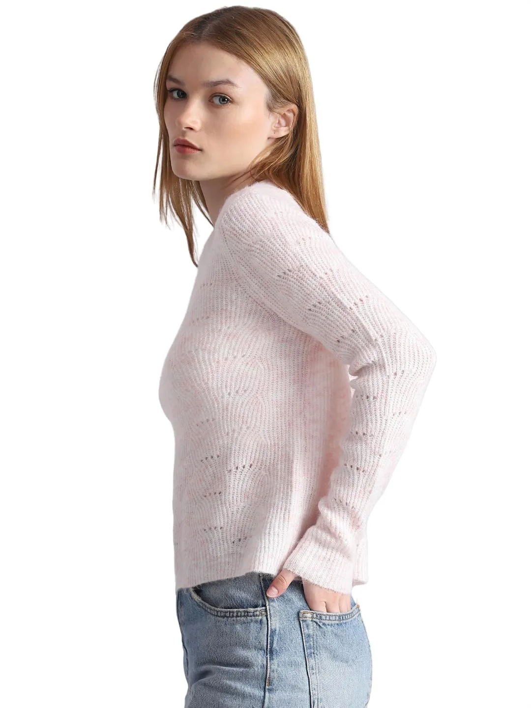 Only Women's Polyester Round Neck Sweater (15234745-Sweet Lilac_Sweet M)